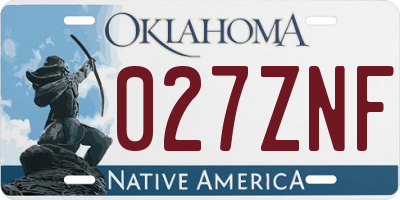 OK license plate 027ZNF