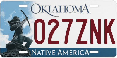 OK license plate 027ZNK