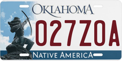 OK license plate 027ZOA