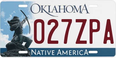 OK license plate 027ZPA