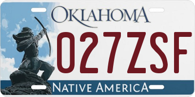 OK license plate 027ZSF