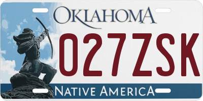 OK license plate 027ZSK