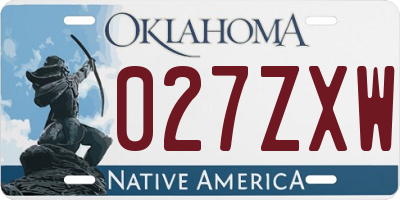 OK license plate 027ZXW