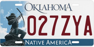 OK license plate 027ZYA