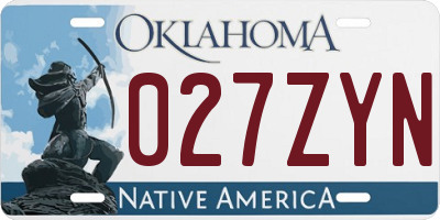 OK license plate 027ZYN