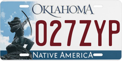 OK license plate 027ZYP