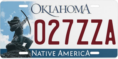 OK license plate 027ZZA