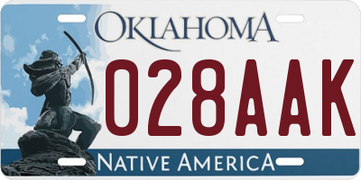 OK license plate 028AAK