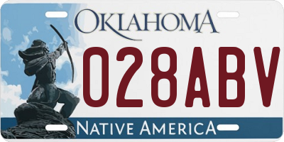 OK license plate 028ABV