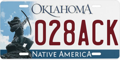 OK license plate 028ACK