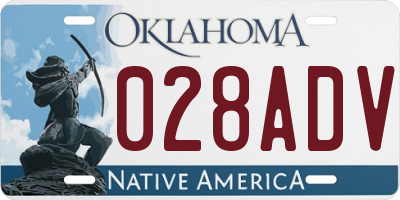 OK license plate 028ADV