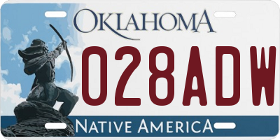 OK license plate 028ADW
