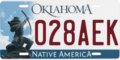 OK license plate 028AEK