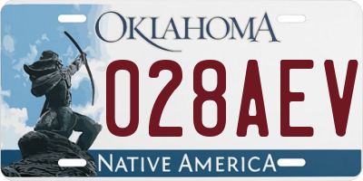 OK license plate 028AEV