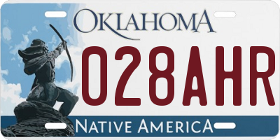 OK license plate 028AHR