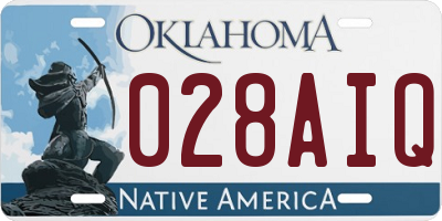 OK license plate 028AIQ