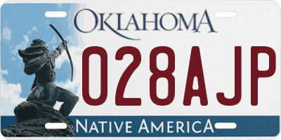 OK license plate 028AJP