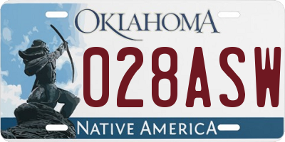 OK license plate 028ASW