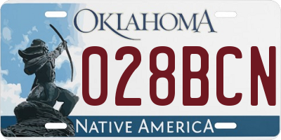 OK license plate 028BCN
