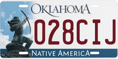 OK license plate 028CIJ