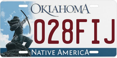 OK license plate 028FIJ