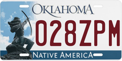 OK license plate 028ZPM