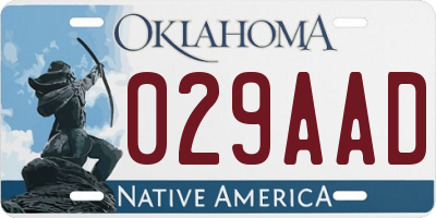 OK license plate 029AAD