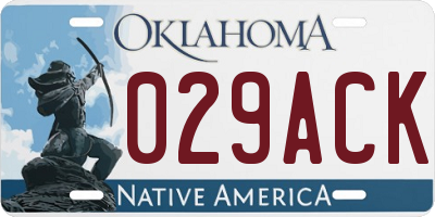 OK license plate 029ACK