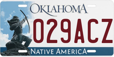 OK license plate 029ACZ
