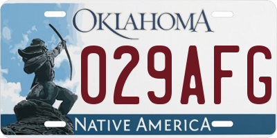 OK license plate 029AFG
