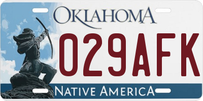 OK license plate 029AFK