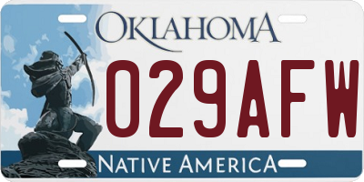 OK license plate 029AFW