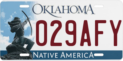 OK license plate 029AFY