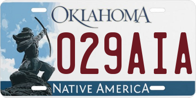 OK license plate 029AIA