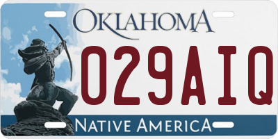 OK license plate 029AIQ