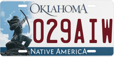 OK license plate 029AIW