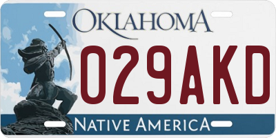 OK license plate 029AKD