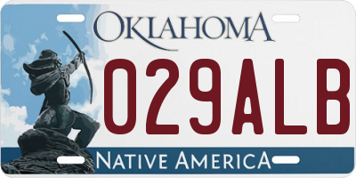 OK license plate 029ALB