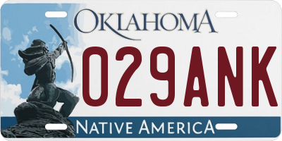OK license plate 029ANK