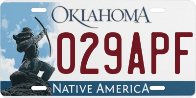 OK license plate 029APF