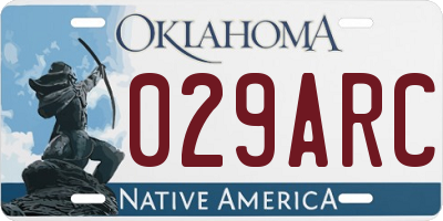 OK license plate 029ARC