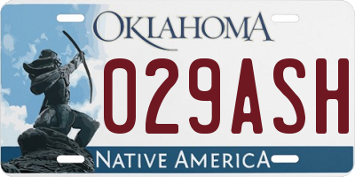 OK license plate 029ASH