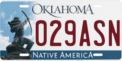 OK license plate 029ASN