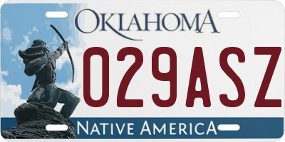 OK license plate 029ASZ