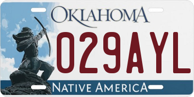 OK license plate 029AYL