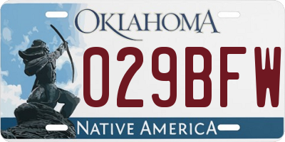 OK license plate 029BFW