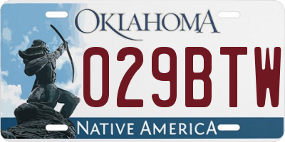 OK license plate 029BTW