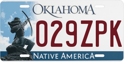 OK license plate 029ZPK