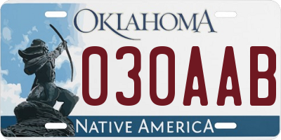 OK license plate 030AAB