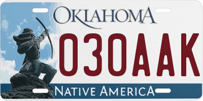 OK license plate 030AAK